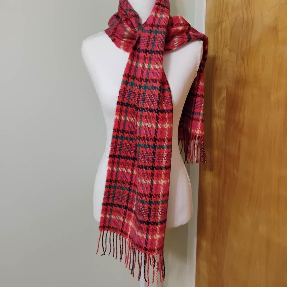 Elegant  Dark Coral Multi Colored Plaid Design  Women's Scarf